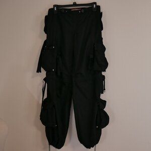 Y2K VTG Vanilla Star Black Baggy Cargo Pants Size S Gothic Rave Emo